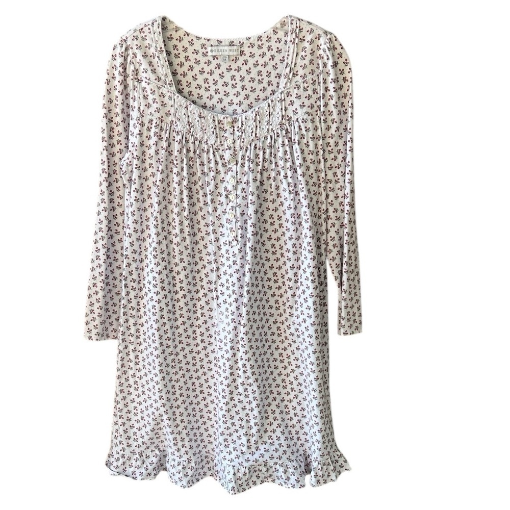 Eileen West Dainty Floral Sz M Cotton Night Gown